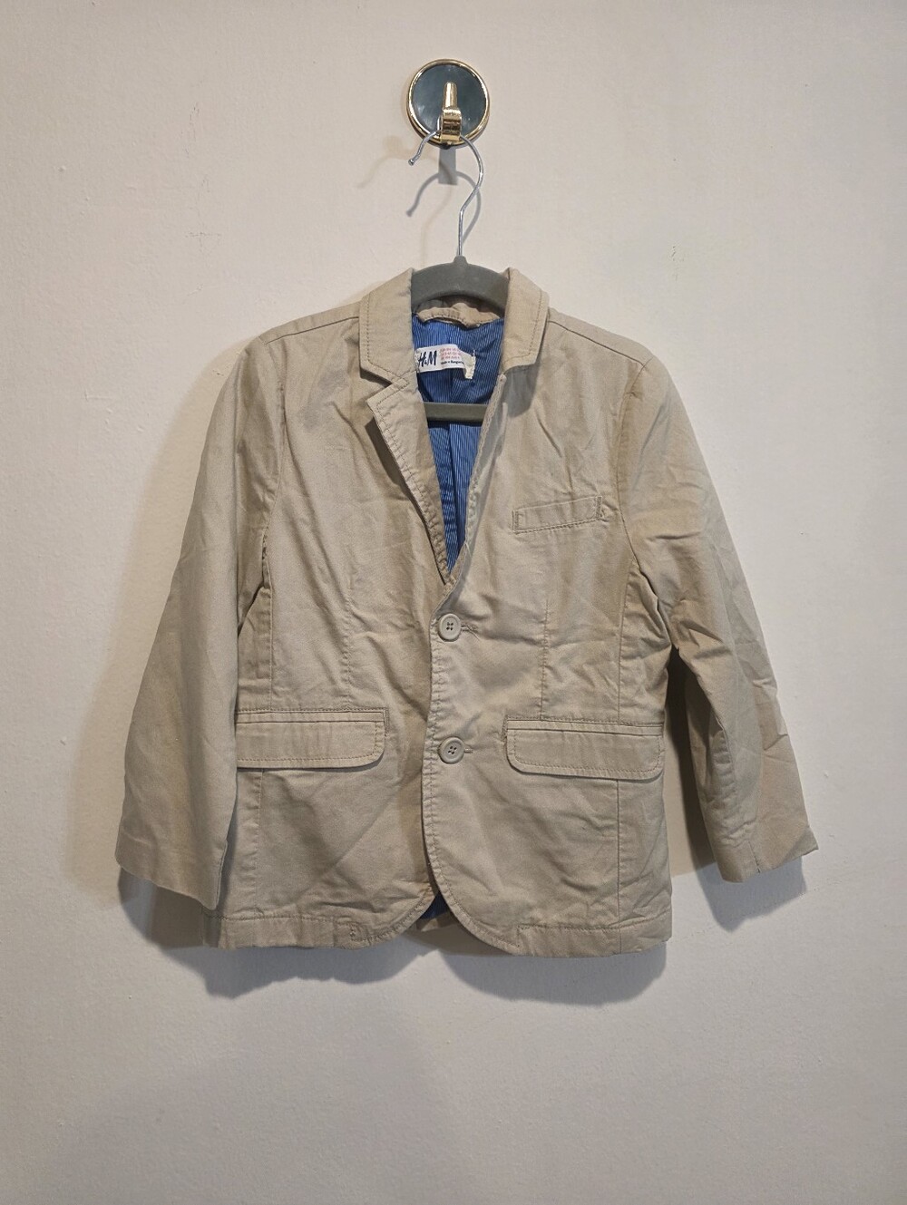 H&M Beige Kids Blazer with Blue Lining 3-4t